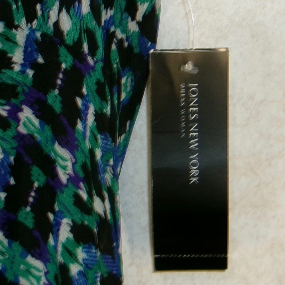 NWT Jones New York Career Black/Blue Maxi Dress Abstract Print PullOn Sz 22W - Picture 7 of 9